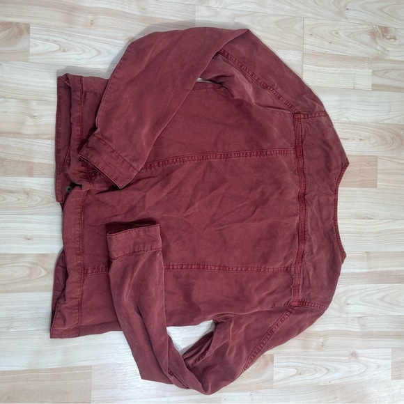 Lucky Brand Rust Red Lightweight Snap Button Jacket 100% Lyocell Size Medium - Picture 6 of 6